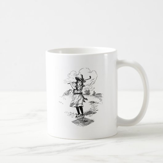 Golf Girl Golfspielen Vintage Kunst Kaffeetasse (Rechts)