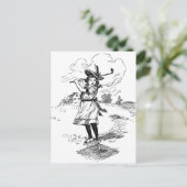 Golf Girl Golfspielen Vintage Kunst Postkarte (Stehend Vorderseite)