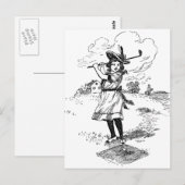 Golf Girl Golfspielen Vintage Kunst Postkarte (Vorne/Hinten)