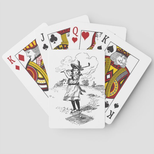 Golf Girl Golfspielen Vintage Kunst Spielkarten (Rückseite)