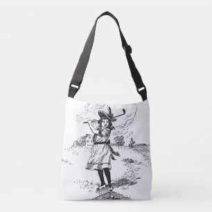 Golf Girl Golfspielen Vintage Kunst Tragetaschen Mit Langen Trägern