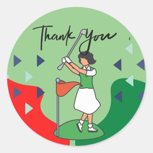 Golf Girl Lady Woman Golfing Vielen Dank Runder Aufkleber (Vorderseite)