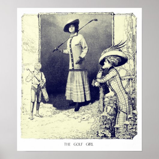 Golf Girl Vintag 1909 Golf Print Poster (Vorne)