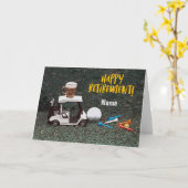 Golf glückliche Pension mit Name Bierwagen Golfer Karte (Gelbe Blume)