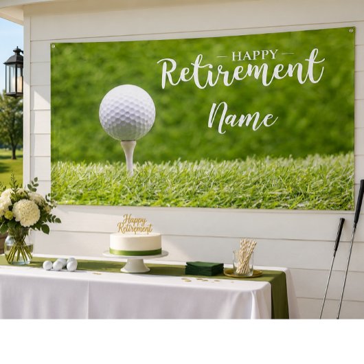 Golf glückliche Pensionierung mit Golfball auf Grü Banner