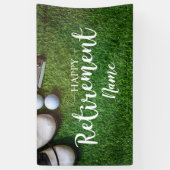 Golf glückliche Pensionierung mit Golfball auf Grü Banner (Vertikal)