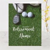 Golf glückliche Pensionierung mit Golfball auf Grü Karte (Gelbe Blume)