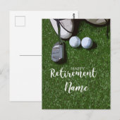 Golf glückliche Pensionierung mit Golfball auf Grü Postkarte (Vorne/Hinten)