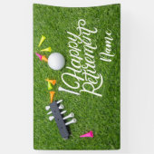 Golf glücklicher Ruhestand mit dem Ball auf Grün Banner (Vertikal)