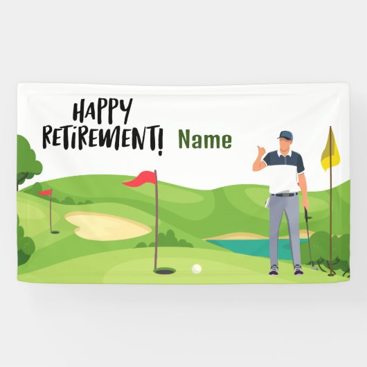 Golf glücklicher Ruhestand mit glücklichem Golfer Banner (Horizontal)