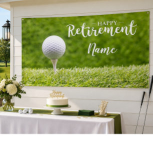 Golf glücklicher Ruhestand mit Golfball auf Grün Banner