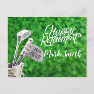 Golf glücklicher Ruhestand mit Golfeisen Postkarte