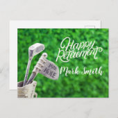 Golf glücklicher Ruhestand mit Golfeisen Postkarte (Vorne/Hinten)