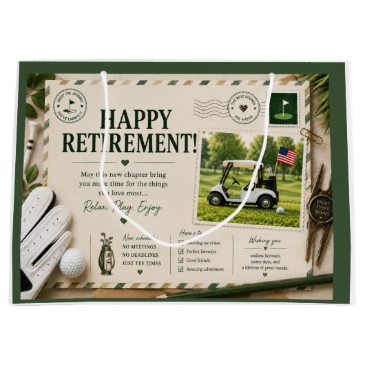 Golf Glücklicher Ruhestand Postkarten-Thema Große Geschenktüte (Vorderseite)