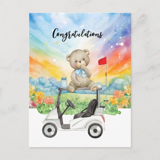 Golf Glückwunsch für Baby Golfer Es ist Boy Card Postkarte (Vorderseite)