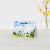 Golf Glückwunsch für Baby Golfer It's Boy Karte (Gelbe Blume)