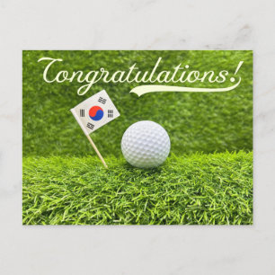 Golf Glückwunsch für den koreanischen Golfer Postkarte