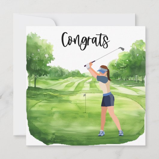 Golf Glückwunsch Golf Card für Lady Golfer (Vorderseite)