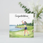 Golf Glückwunsch Golf Card für Lady Golfer (Stehend Vorderseite)