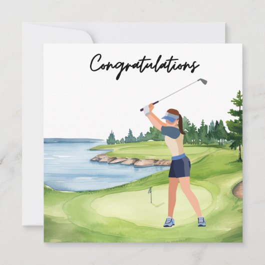 Golf Glückwunsch Golf Card für Lady Golfer (Vorderseite)