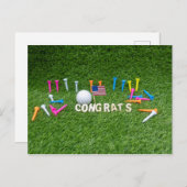 Golf Glückwunsch mit der Flagge von Amerika auf gr Postkarte (Vorne/Hinten)