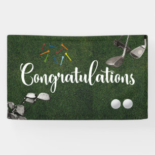 Golf Glückwunsch mit Golfball auf Grün Banner