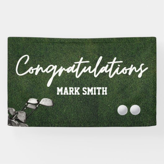 Golf Glückwünsche mit Golfball auf Grün Banner (Horizontal)
