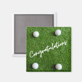 Golf Glückwunschkugeln auf grünem Gras Magnet (Vorderseite/Rückseite)