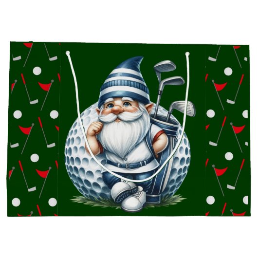 Golf-Gnom Große Geschenktüte (Rückseite)