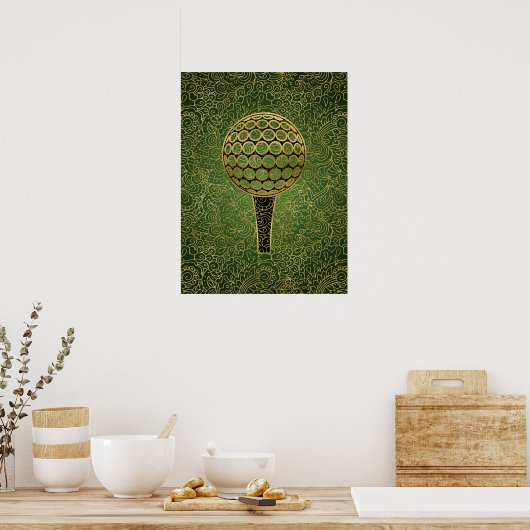 Golf Gold Green Filigree Sportart Poster (Küche)