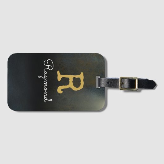 Golf Gold Monogram Initial und Name in schwarz Gepäckanhänger (Vorderseite (Horizontal))