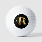 Golf Golden  monogram name & initial golf balls Golfball (Vorderseite)