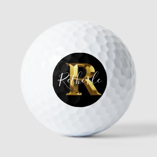 Golf Golden  monogram name & initial golf balls Golfball (Vorderseite)