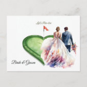 Golf golf flag on heart shape on putting green postkarte (Vorderseite)