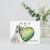 Golf golf flag on heart shape on putting green postkarte (Stehend Vorderseite)