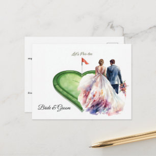 Golf-Golf-Flagge auf Herzform auf Putting-Green Postkarte