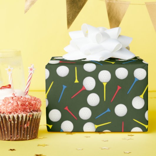 Golf Golfbälle und Tees Golfer Geschenkpapier (Geburtstagsparty)