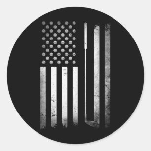 Golf Golfer Amerikanische Flagge Golf Flach Lustig Runder Aufkleber