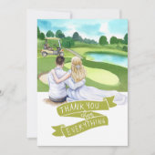 Golf Golfer Bride und Groom Golfplatz Aquarell Dankeskarte (Vorderseite)