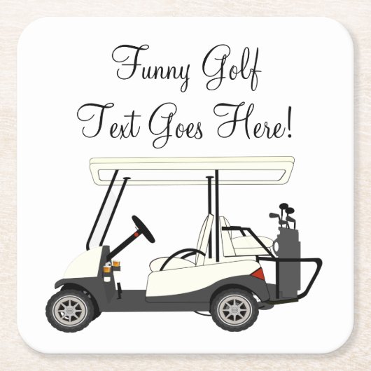 Golf Golfer Cart Personalisiert Bier Soda Papier Rechteckiger Pappuntersetzer (Vorderseite)