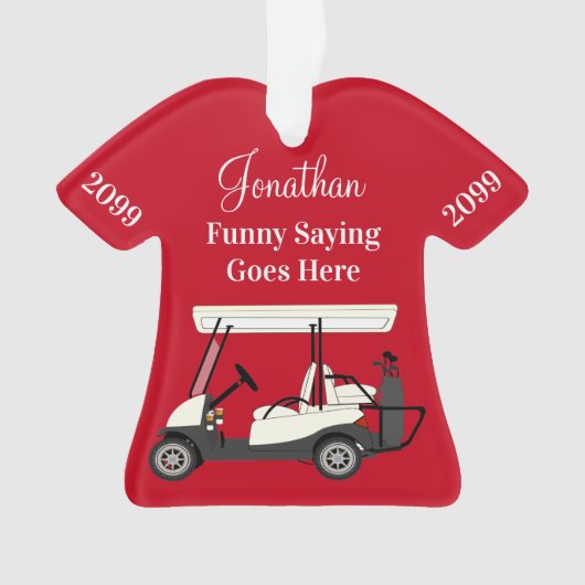 Golf Golfer Cart Personalized Shirt Acrylic Ornament (Vorderseite)