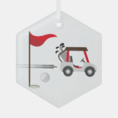 Golf Golfer Cart und Ball Ornament Aus Glas (Vorderseite)