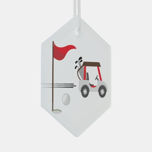 Golf Golfer Cart und Ball Ornament Aus Glas (Vorderseite Rechts)