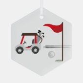 Golf Golfer Cart und Ball Ornament Aus Glas (Rückseite)