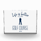 Golf Golfer Course Quote Monogram Initials White Fotoblock (Vorderseite)