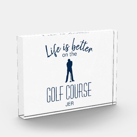 Golf Golfer Course Quote Monogram Initials White Fotoblock (Links)