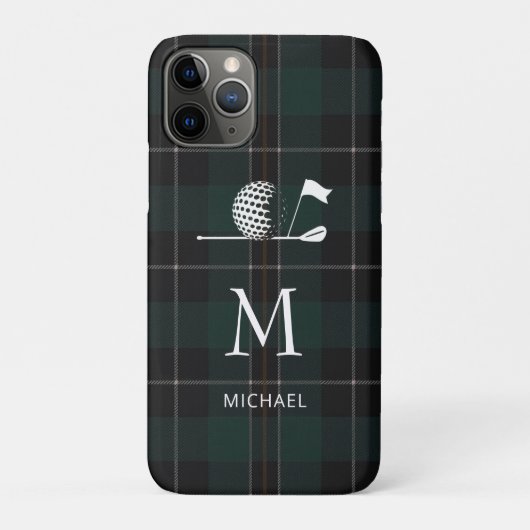 Golf Golfer Geschenk Elegant Kariert Monogramm Maß Case-Mate iPhone Hülle (Rückseite)
