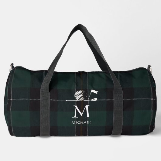 Golf Golfer Geschenk Elegantes Karo Monogramm Cust Duffle Bag (Vorderseite)
