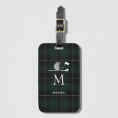 Golf Golfer Geschenk Elegantes Karo Monogramm Cust Gepäckanhänger (Vorderseite Vertikal)