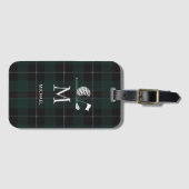 Golf Golfer Geschenk Elegantes Karo Monogramm Cust Gepäckanhänger (Vorderseite (Horizontal))